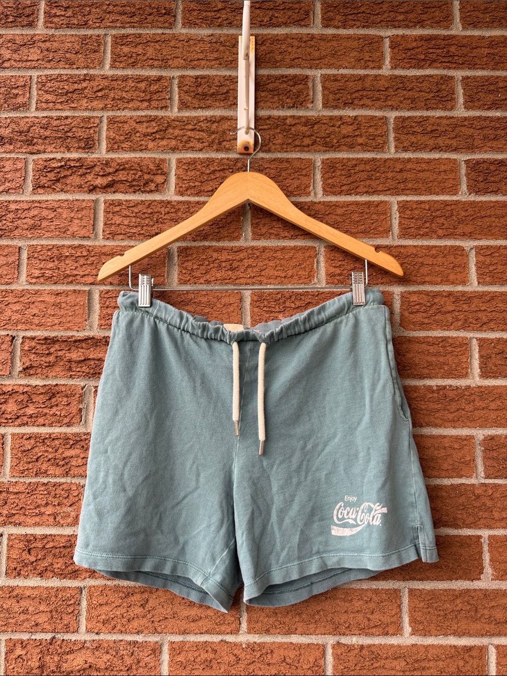Coca Cola Sage Green Drawstring Athletic Shorts